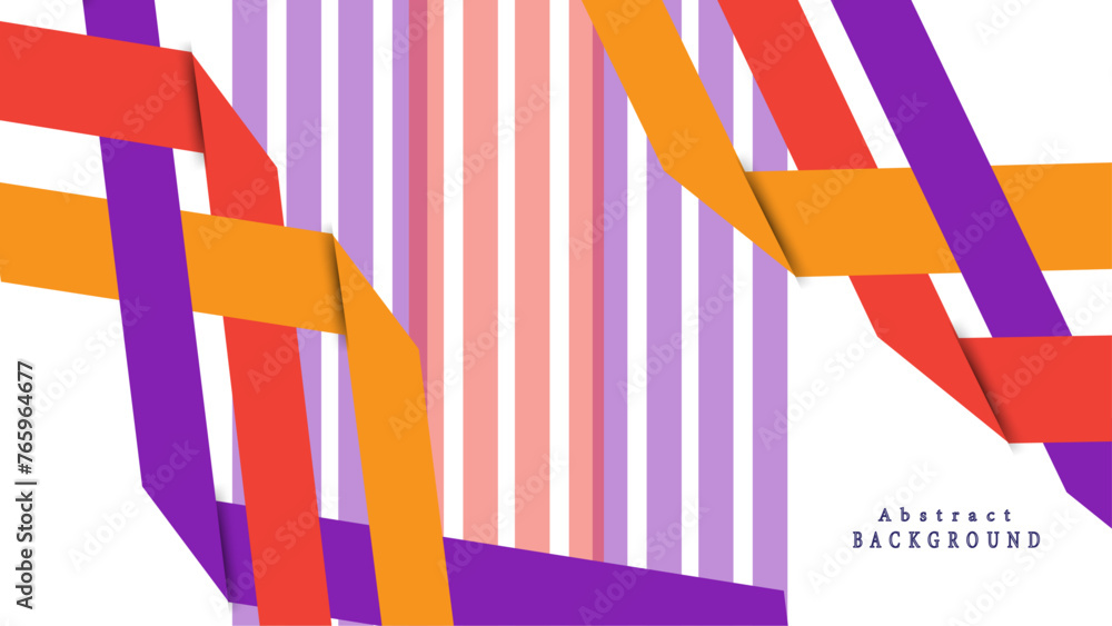 Naklejka premium Modern orange purple abstract background with 3D lines shape color. Vector graphic illustration.