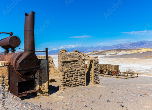 Remains of Borax Mine at The Historic Harmony Borax Works, Death Valley National Park, California, USA