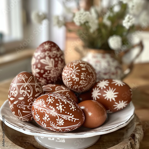 boiled brown latvian easter eggs 
