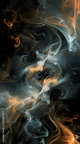 abstract spiral design light end robes gold accents flying particles chaotic liquid smoke fractal automaton improbability frictional games interconnections luminescent