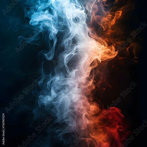 Close-up shot of smoke on a black background. This image can be used to create a mysterious or dramatic atmosphere in various projects