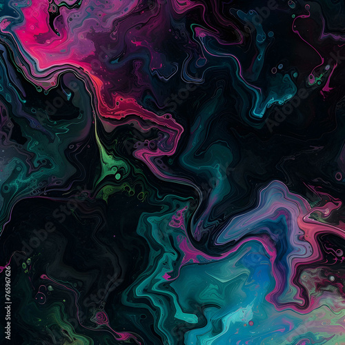 Psychedelic Art: Vivid Liquid Colors Mixing in Fluid Abstract Design Portrait