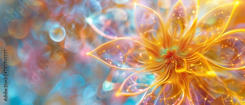 Golden Petals Abstract Artistry with Sacred Auric Geometry photo