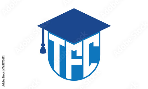 TFC initial letter academic logo design vector template. school college logo, university logo, graduation cap logo, institute logo, educational logo, library logo, teaching logo, book shop, varsity	
 photo