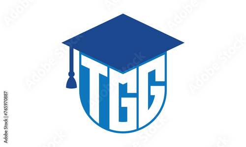 TGG initial letter academic logo design vector template. school college logo, university logo, graduation cap logo, institute logo, educational logo, library logo, teaching logo, book shop, varsity	
 photo