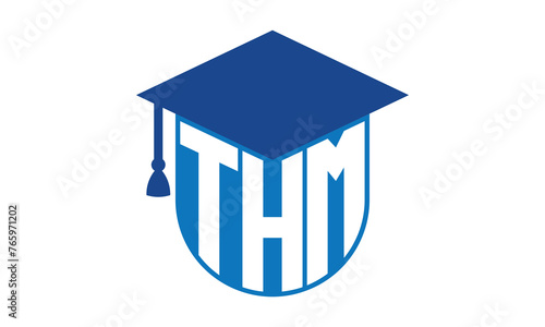 THM initial letter academic logo design vector template. school college logo, university logo, graduation cap logo, institute logo, educational logo, library logo, teaching logo, book shop, varsity	
