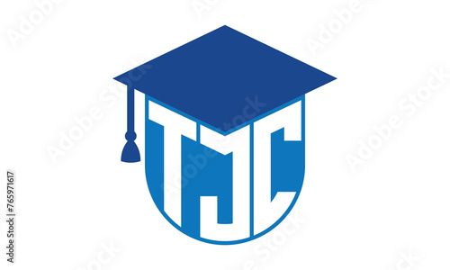 TJC initial letter academic logo design vector template. school college logo, university logo, graduation cap logo, institute logo, educational logo, library logo, teaching logo, book shop, varsity	
