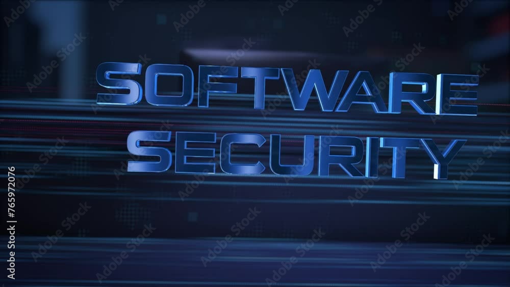 Software security. Businessman using a computer in a dark room. 3d rendering. 4K. 60fps Software security. Businessman using a computer in a dark room. 3d rendering. 4K. 60fps