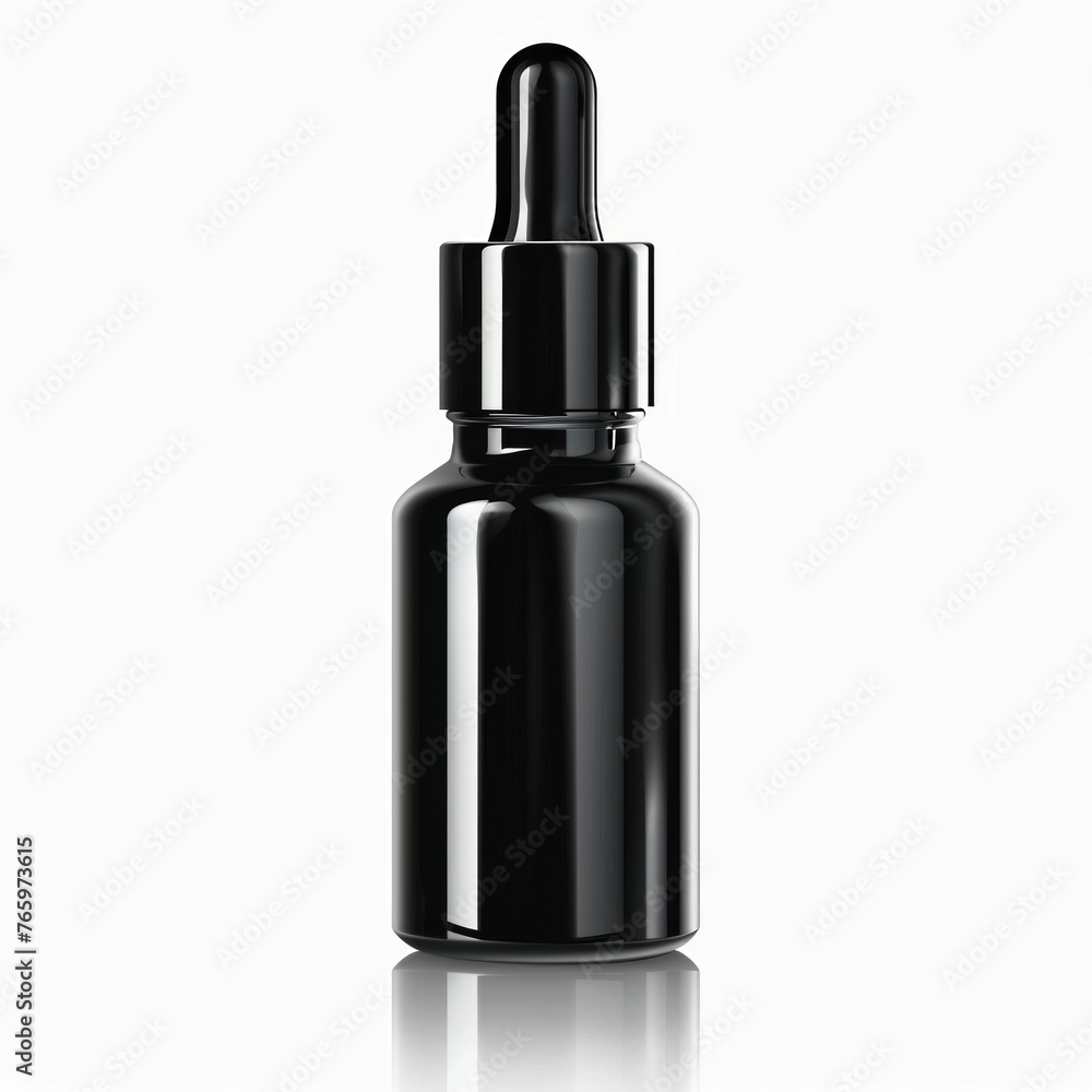Modern Black Dropper Bottle Isolated on a White Background. Generative ai Modern Black Dropper Bottle Isolated on a White Background. Generative ai