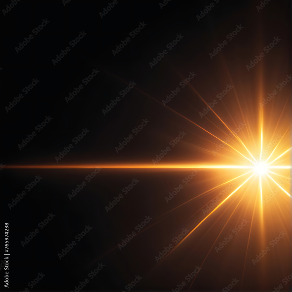 Flare light, effects sunlight, lens flare, light leaks, warm sun rays light effects, overlays or golden flare isolated on black background. effect, sunlight, ray, glow, bright, shine, sun. ai