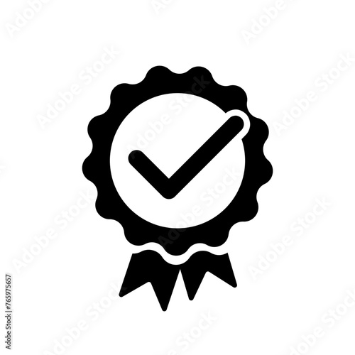 badge with ribbons vector icon, winning award, prize, medal or badge flat icon for apps and websites