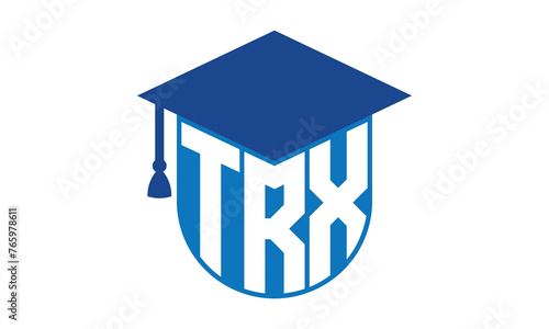 TRX initial letter academic logo design vector template. school college logo, university logo, graduation cap logo, institute logo, educational logo, library logo, teaching logo, book shop, varsity	
