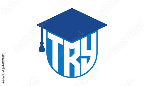 TRY initial letter academic logo design vector template. school college logo, university logo, graduation cap logo, institute logo, educational logo, library logo, teaching logo, book shop, varsity	
