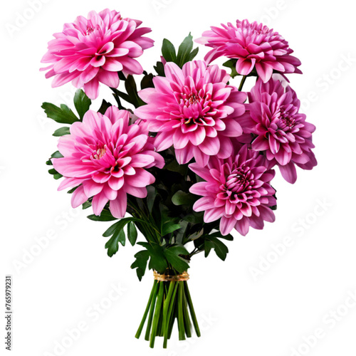 bouquet of pink flowers in a transparent vase decoration planted in a ceramic glass pot image	
