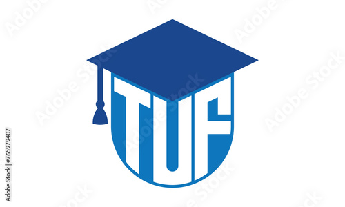 TUF initial letter academic logo design vector template. school college logo, university logo, graduation cap logo, institute logo, educational logo, library logo, teaching logo, book shop, varsity	
 photo