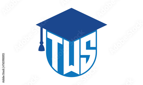 TWS initial letter academic logo design vector template. school college logo, university logo, graduation cap logo, institute logo, educational logo, library logo, teaching logo, book shop, varsity	
