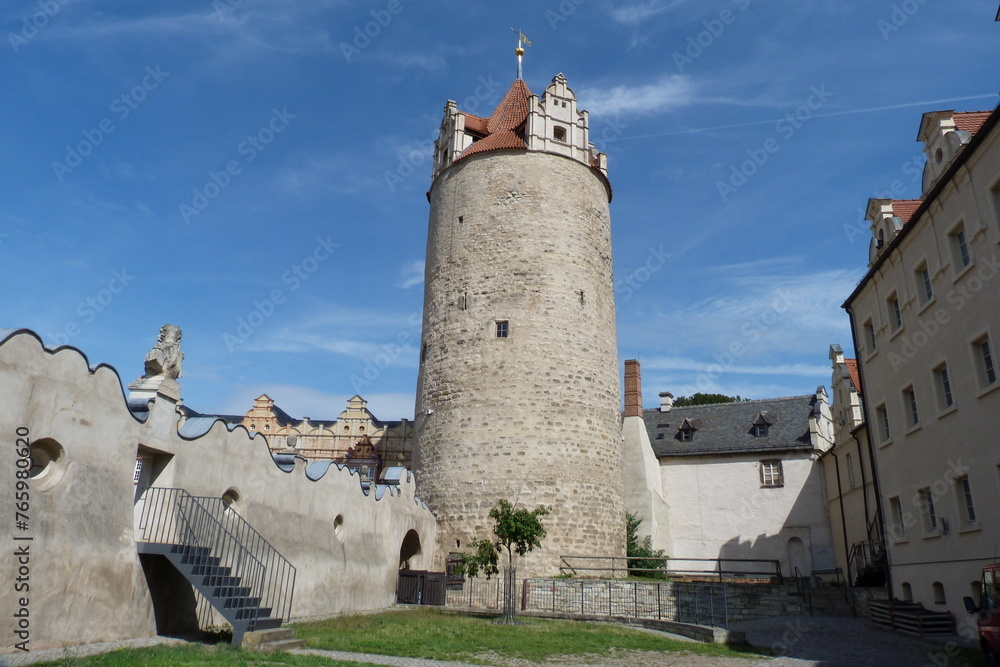 Eulenspiegelturm am Schloss Bernburg in der Bergstadt in Bernburg an der Saale in Sachsen-Anhalt