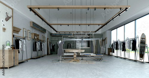 3d render dress shop interior