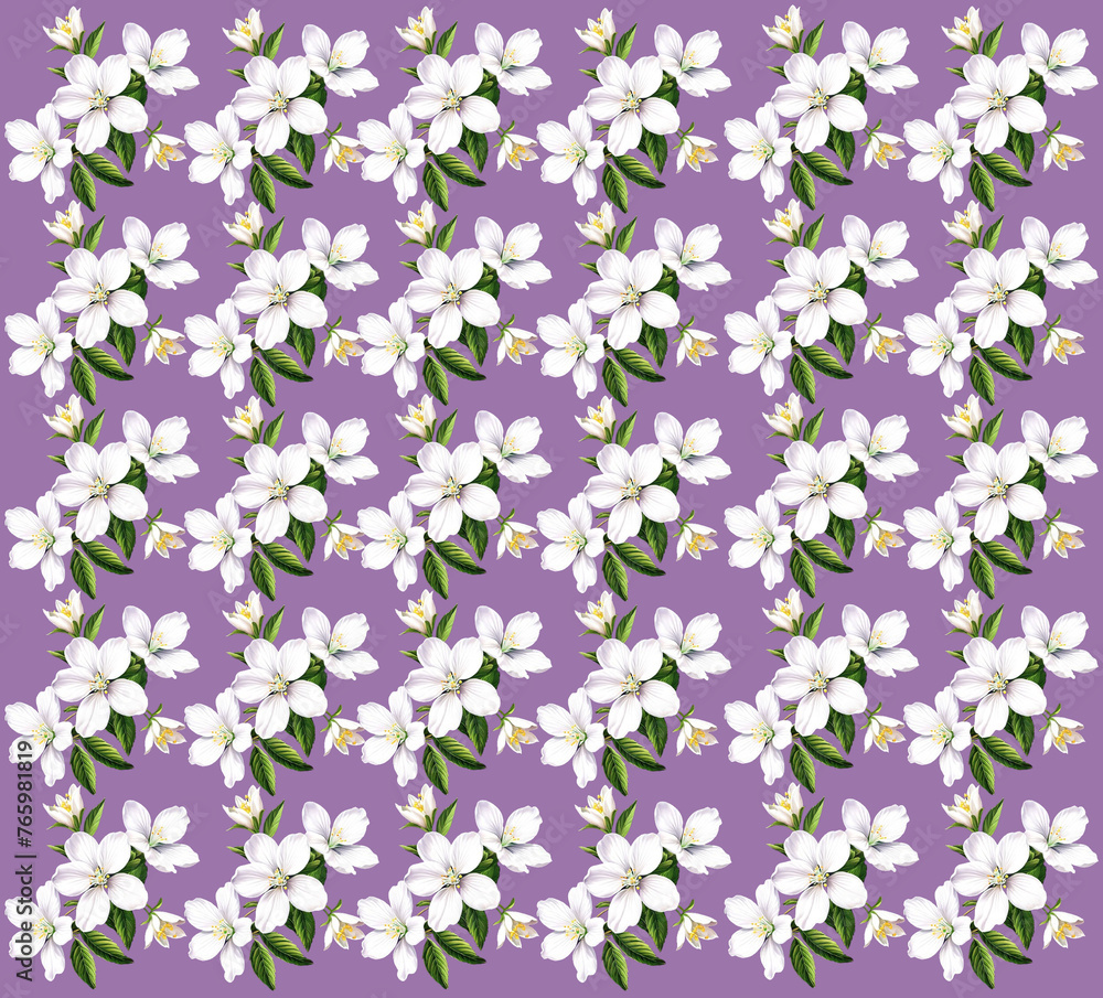Flowers digital pattern purple background