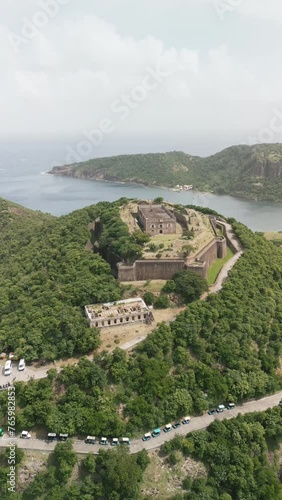 Aerial video of Fort Napoleon located on the island, Guadeloupe. photo