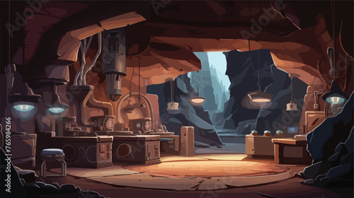 The secret lab in the canyon Digital painting