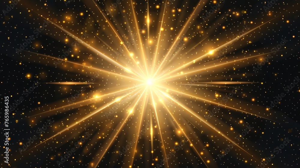 Golden Glow Star with Transparent Sun Rays, Shining Light Effect Golden Glow Star with Transparent Sun Rays, Shining Light Effect