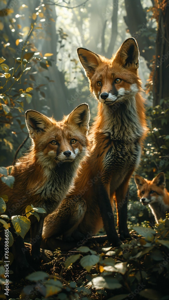 Forest animals in a fairy-tale setting, charming and mystical, lush greenery, storybook visualization Forest animals in a fairy-tale setting, charming and mystical, lush greenery, storybook visualization