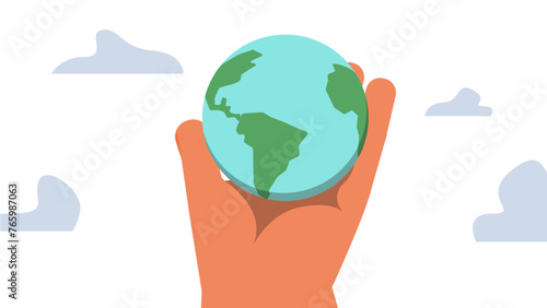 Globe in the palm, Human hand holding the planet earth