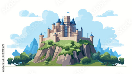 A medieval castle on a hilltop 