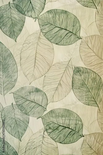 a drawing of leaves on a sheet of paper