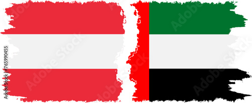 United Arab Emirates and Austria grunge flags connection vector