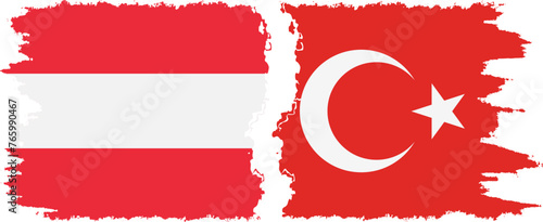 Turkey and Austria grunge flags connection vector
