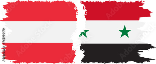 Syria and Austria grunge flags connection vector
