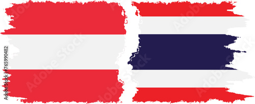 Thailand and Austria grunge flags connection vector