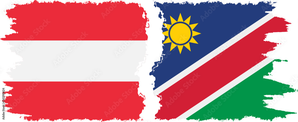 Namibia and Austria grunge flags connection vector