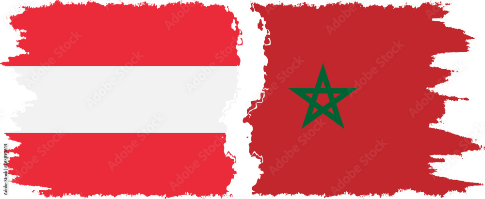 Morocco and Austria grunge flags connection vector Morocco and Austria grunge flags connection vector