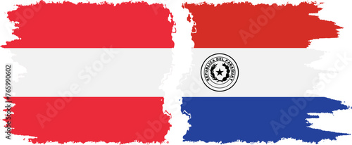 Paraguay and Austria grunge flags connection vector
