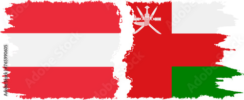 Oman and Austria grunge flags connection vector
