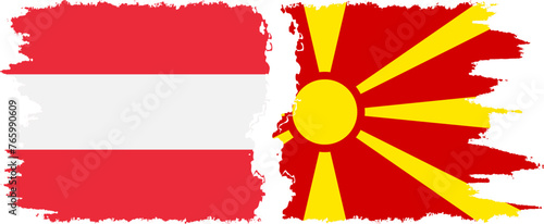 Northern Macedonia and Austria grunge flags connection vector