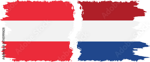 Netherlands and Austria grunge flags connection vector