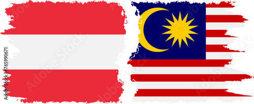 Photography Malaysia and Austria grunge flags connection vector