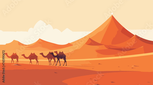 desert landscape with camels