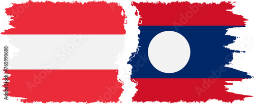 Laos and Austria grunge flags connection vector