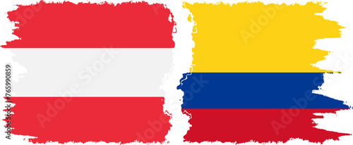 Colombia and Austria grunge flags connection vector