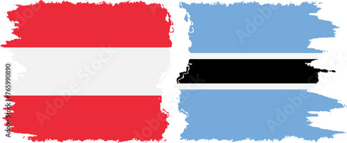 Botswana and Austria grunge flags connection vector