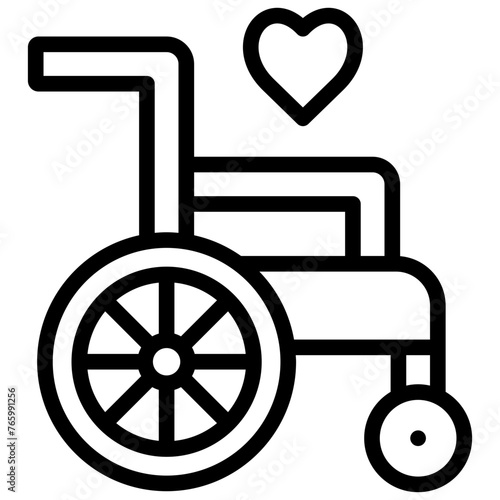 wheel chair icon illustration design with outline