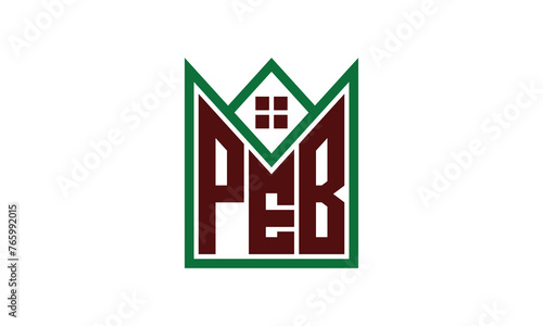 PEB initial letter builders real estate logo design vector. construction, housing, home marker, property, building, apartment, flat, compartment, business, corporate, house rent, rental, commercial photo