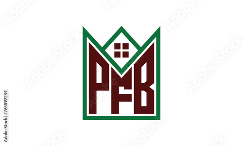 PFB initial letter builders real estate logo design vector. construction, housing, home marker, property, building, apartment, flat, compartment, business, corporate, house rent, rental, commercial photo