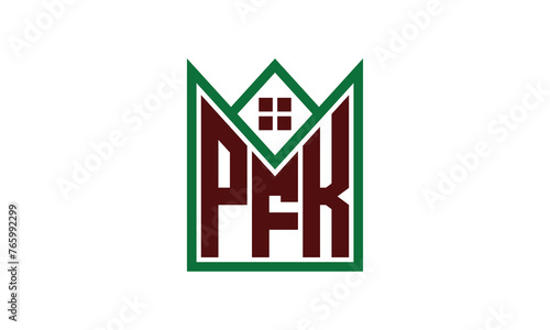 PFK initial letter builders real estate logo design vector. construction, housing, home marker, property, building, apartment, flat, compartment, business, corporate, house rent, rental, commercial photo