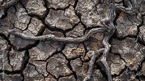 The imagery of dead trees on dry, cracked earth serves as a powerful metaphor for the devastating impacts of drought, water crises, and global climate change